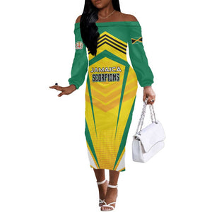 Custom Cricket Jamaica Off The Shoulder Long Sleeve Dress Scorpions We Made Legends