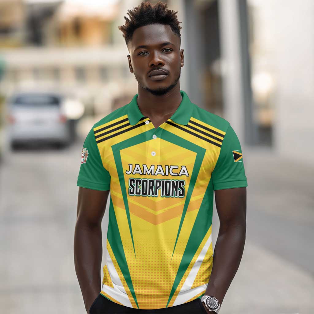 Custom Cricket Jamaica Polo Shirt Scorpions We Made Legends