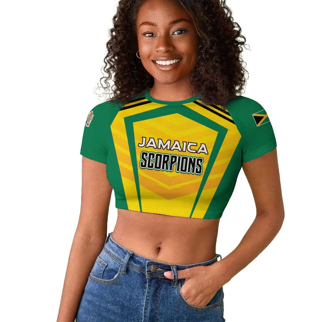 Custom Cricket Jamaica Raglan Cropped T shirt Scorpions We Made Legends