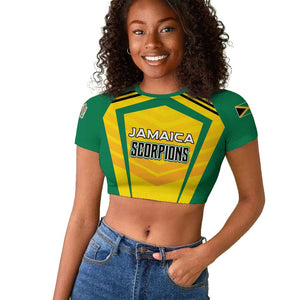 Custom Cricket Jamaica Raglan Cropped T shirt Scorpions We Made Legends