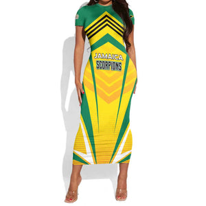 Custom Cricket Jamaica Short Sleeve Bodycon Dress Scorpions We Made Legends