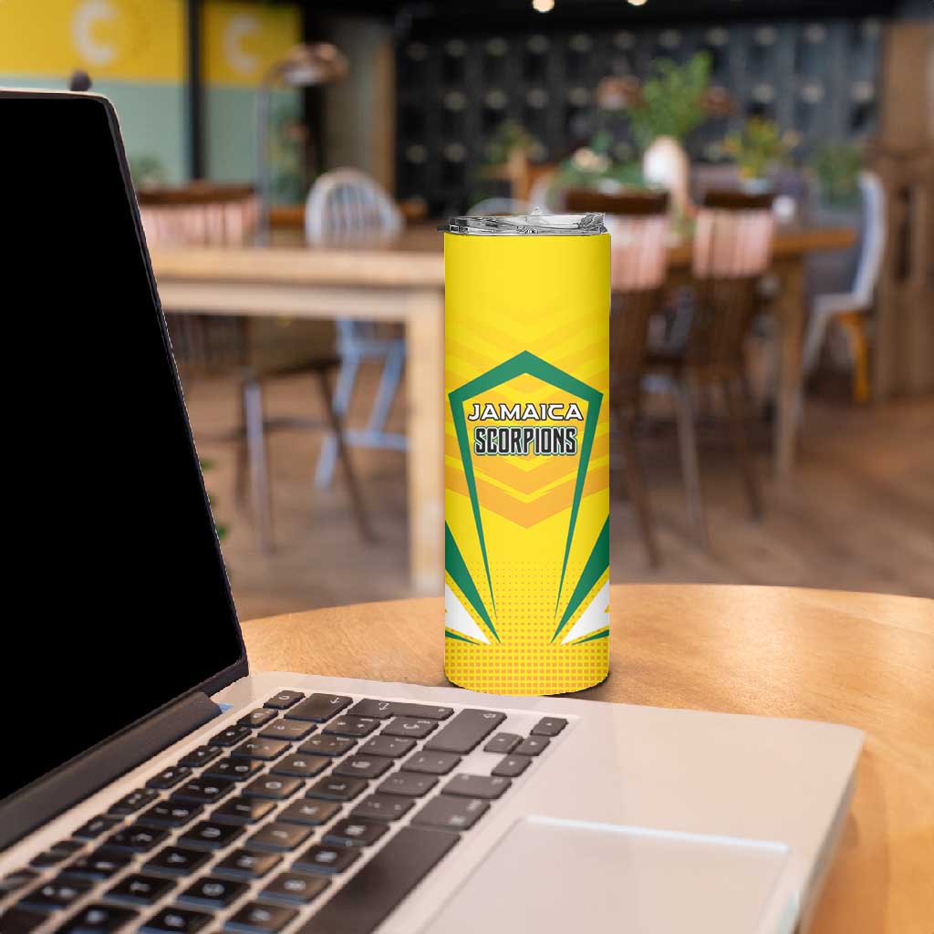 Custom Cricket Jamaica Skinny Tumbler Scorpions We Made Legends