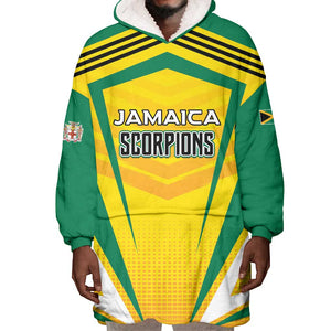 Custom Cricket Jamaica Wearable Blanket Hoodie Scorpions We Made Legends