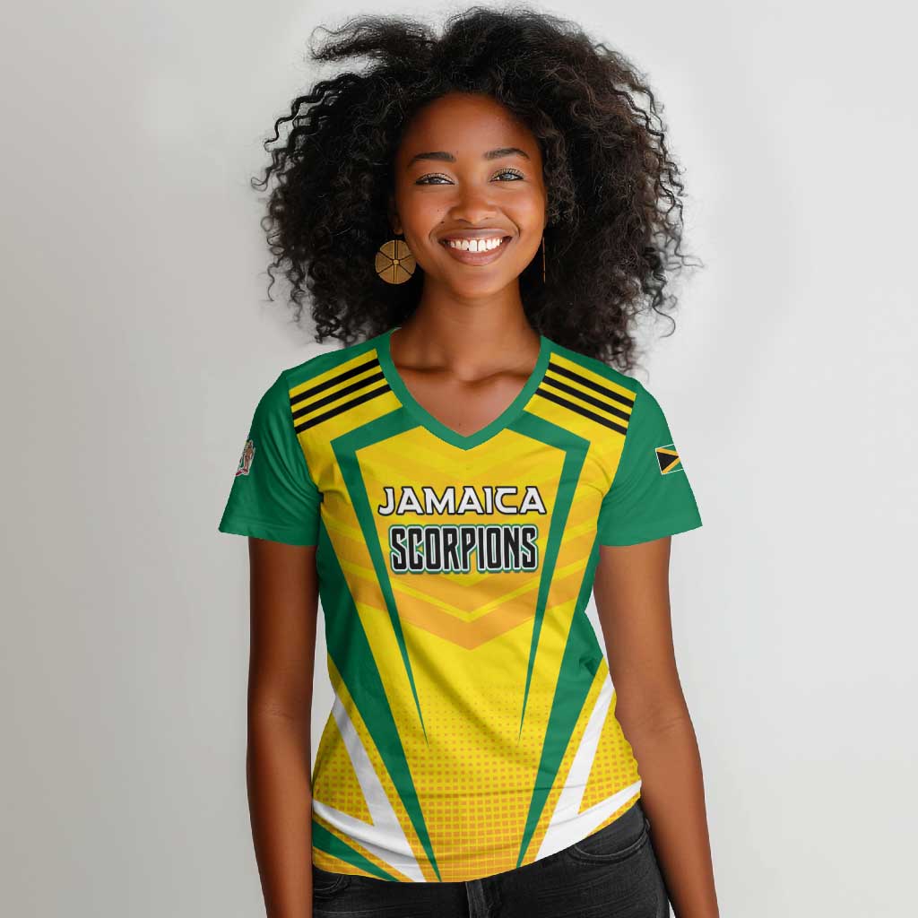 Custom Cricket Jamaica Women V-Neck T-Shirt Scorpions We Made Legends