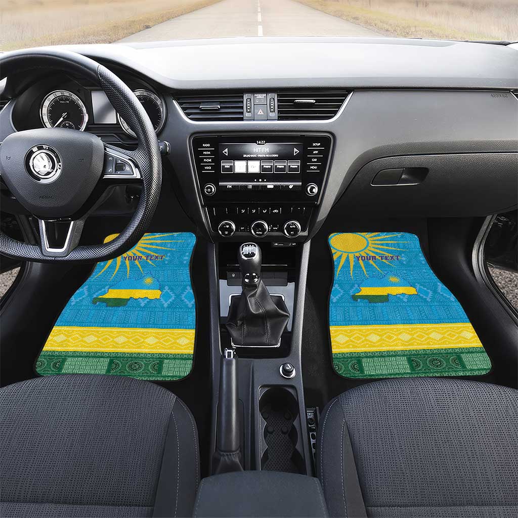 Personalized Rwanda Car Mats Coat of Arms With African Pattern
