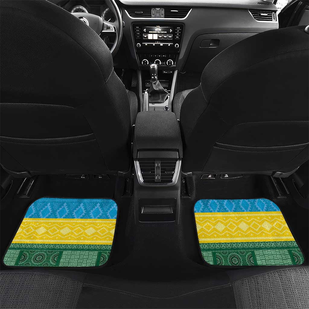 Personalized Rwanda Car Mats Coat of Arms With African Pattern