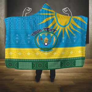 Personalized Rwanda Hooded Blanket Coat of Arms With African Pattern