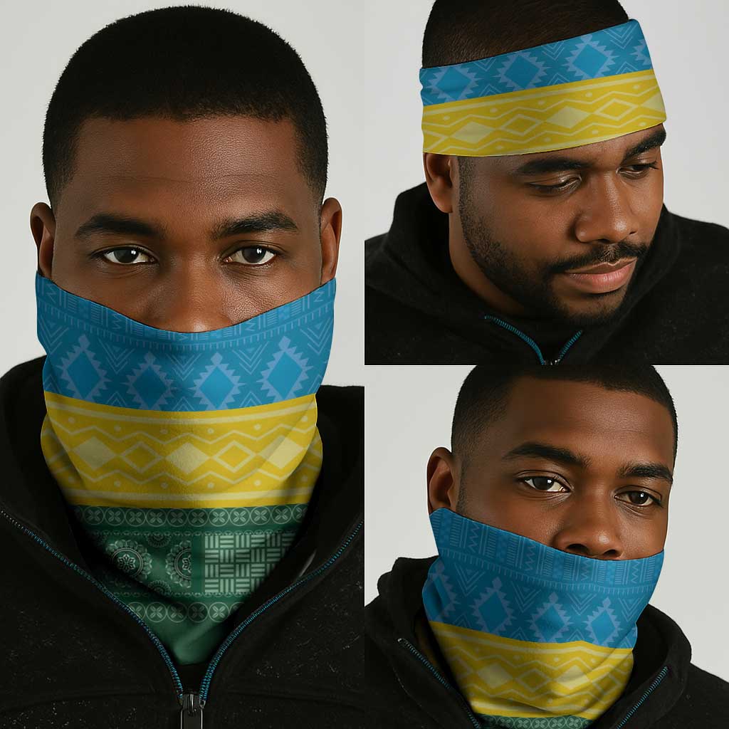 Rwanda Neck Gaiter Coat of Arms With African Pattern - African Pride