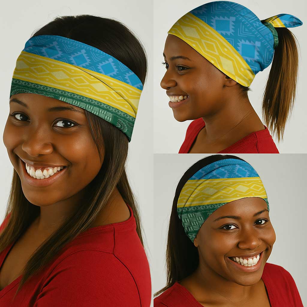 Rwanda Neck Gaiter Coat of Arms With African Pattern - African Pride