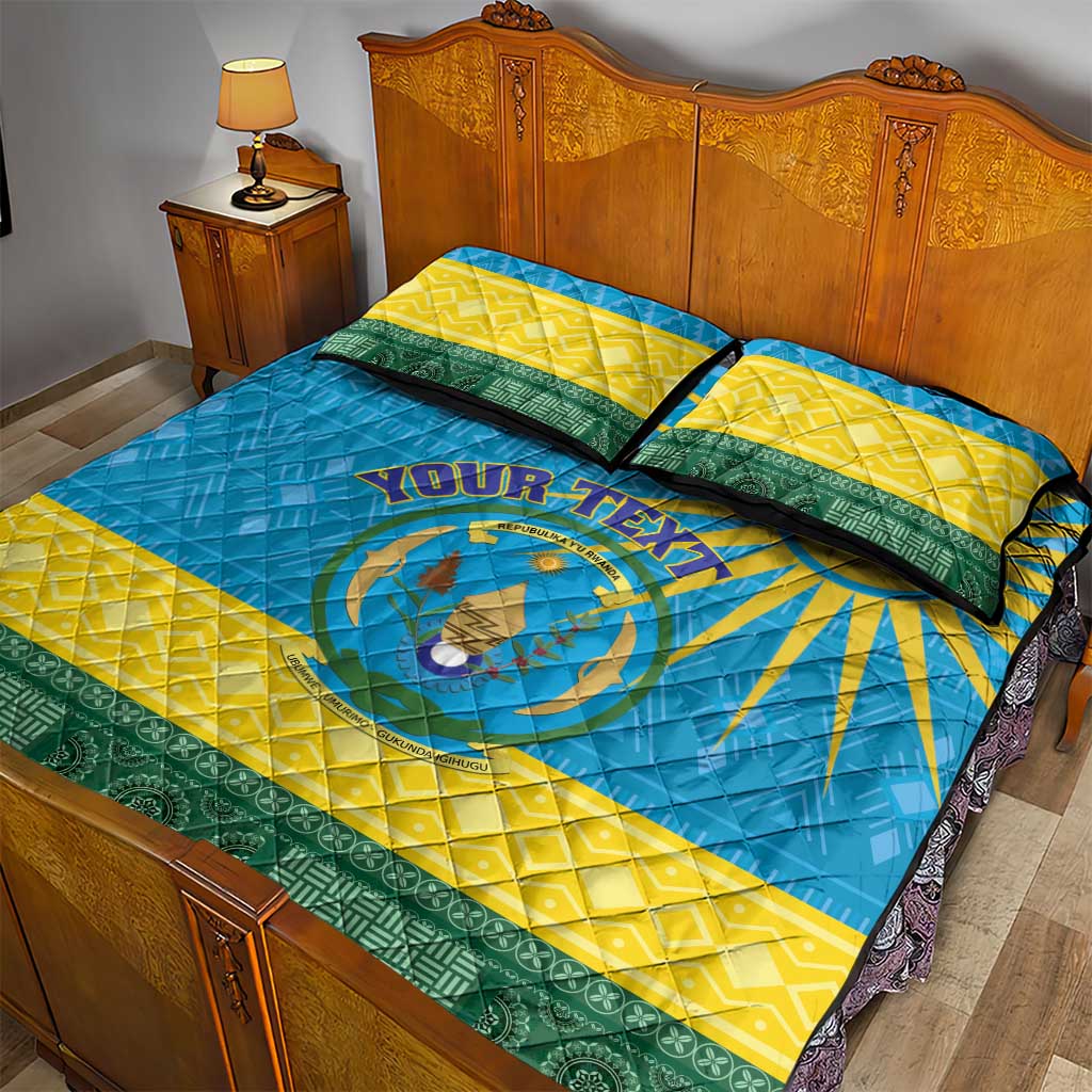 Personalized Rwanda Quilt Bed Set Coat of Arms With African Pattern