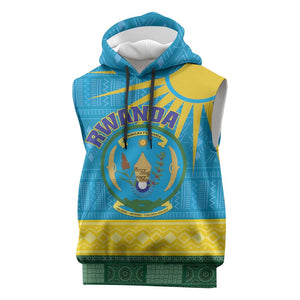 Personalized Rwanda Sleeveless Hoodie Coat of Arms With African Pattern - African Pride