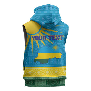Personalized Rwanda Sleeveless Hoodie Coat of Arms With African Pattern - African Pride