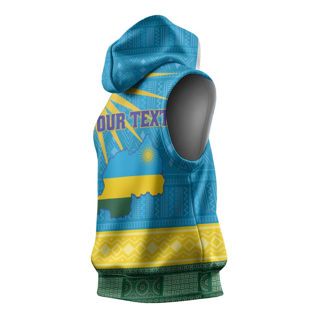 Personalized Rwanda Sleeveless Hoodie Coat of Arms With African Pattern - African Pride