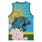 Rwanda Independence Day Basketball Jersey Leopard With Roses - African Pride