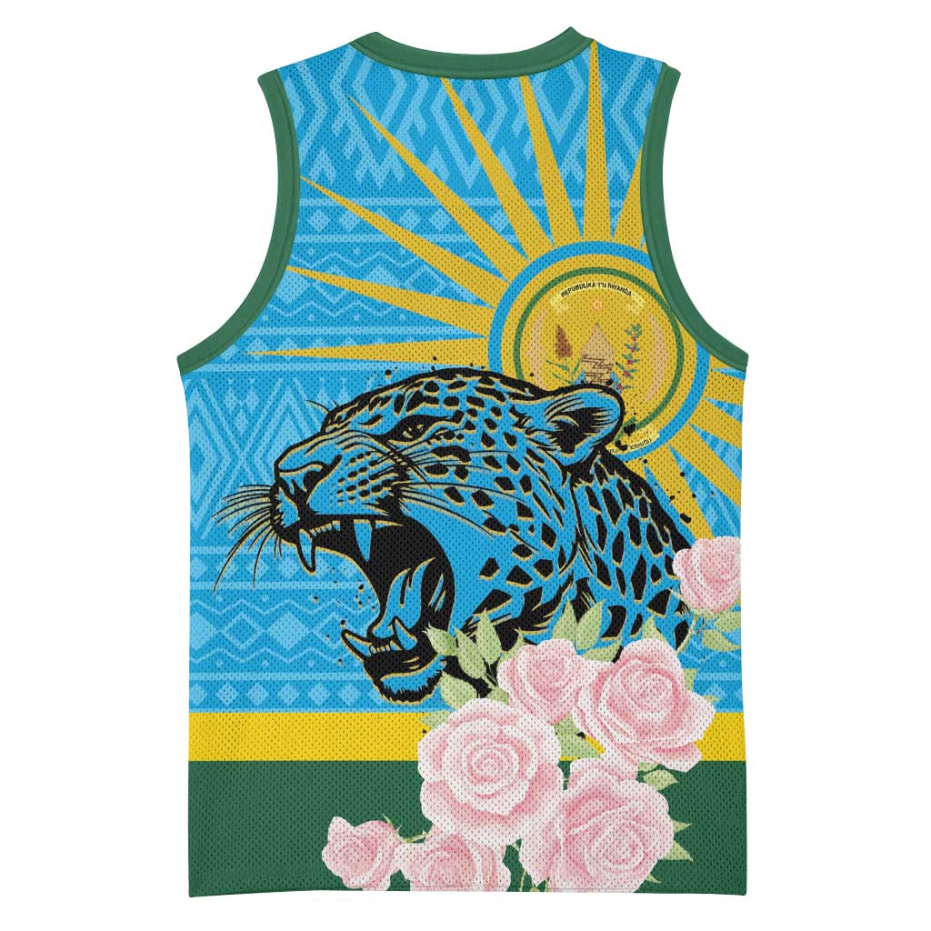 Rwanda Independence Day Basketball Jersey Leopard With Roses LT01