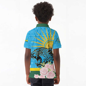 Rwanda Independence Day Kid Polo Shirt Leopard With Roses