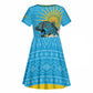 Rwanda Independence Day Kid Short Sleeve Dress Leopard With Roses