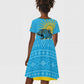 Rwanda Independence Day Kid Short Sleeve Dress Leopard With Roses