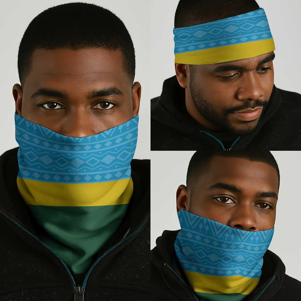 Rwanda Independence Day Neck Gaiter Leopard With Roses - African Pride