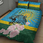 Rwanda Independence Day Quilt Bed Set Leopard With Roses