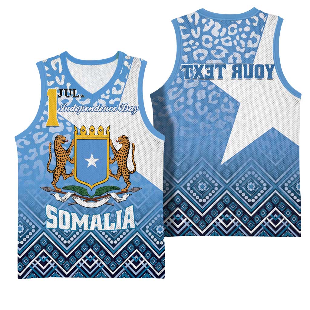 Personalized Somalia Independence Day Basketball Jersey African Leopard Pattern - African Pride