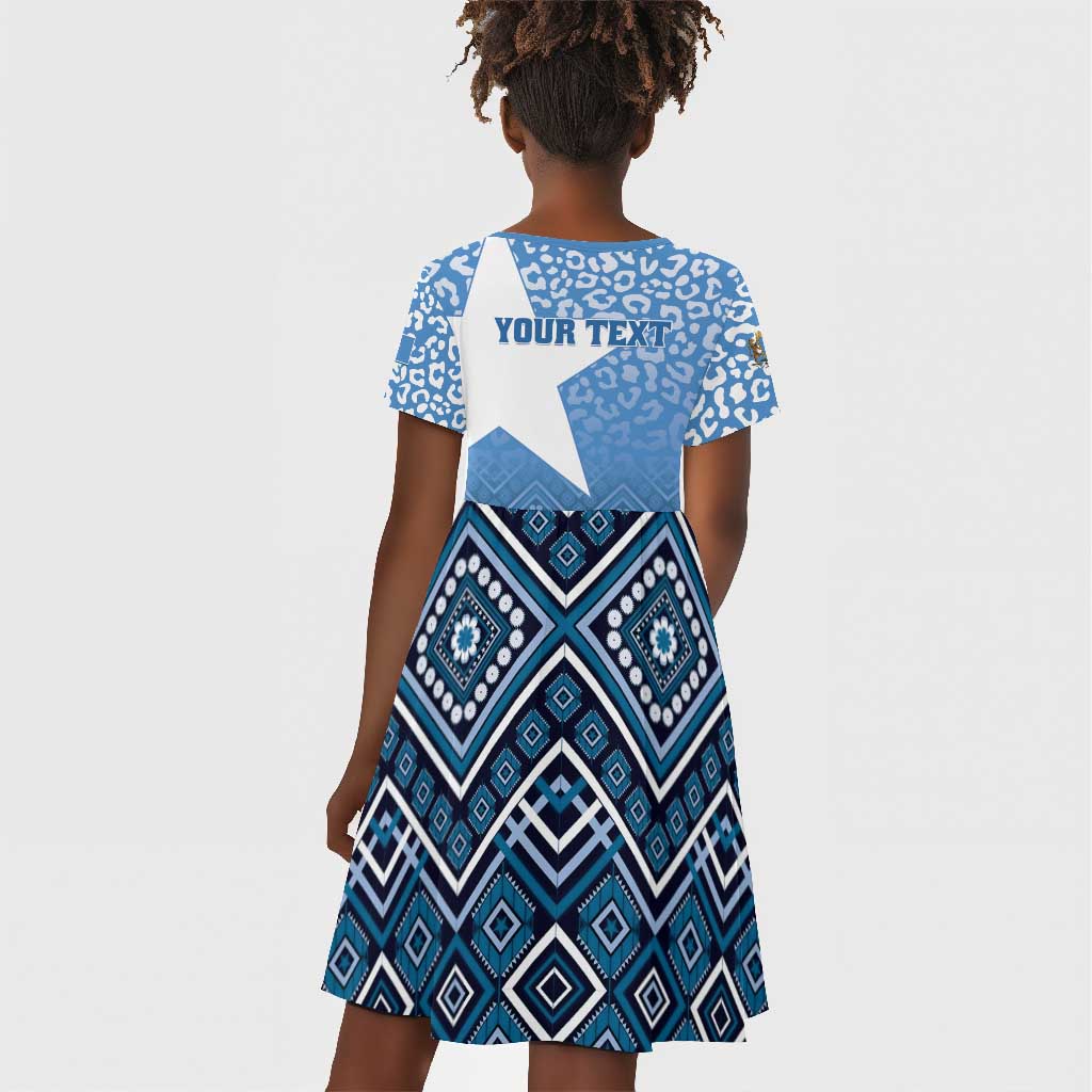 Personalized Somalia Independence Day Kid Short Sleeve Dress African Leopard Pattern