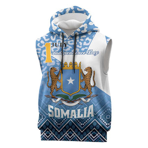 Personalized Somalia Independence Day Sleeveless Hoodie African Leopard Pattern - African Pride