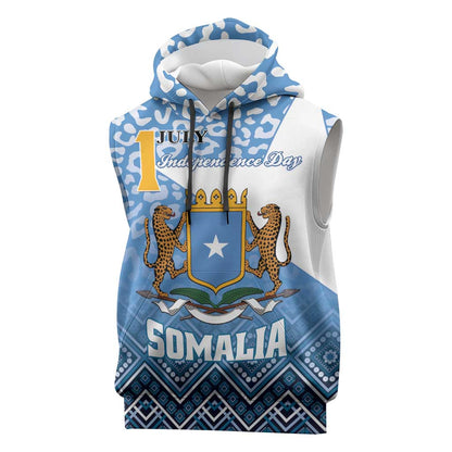 Personalized Somalia Independence Day Sleeveless Hoodie African Leopard Pattern - African Pride