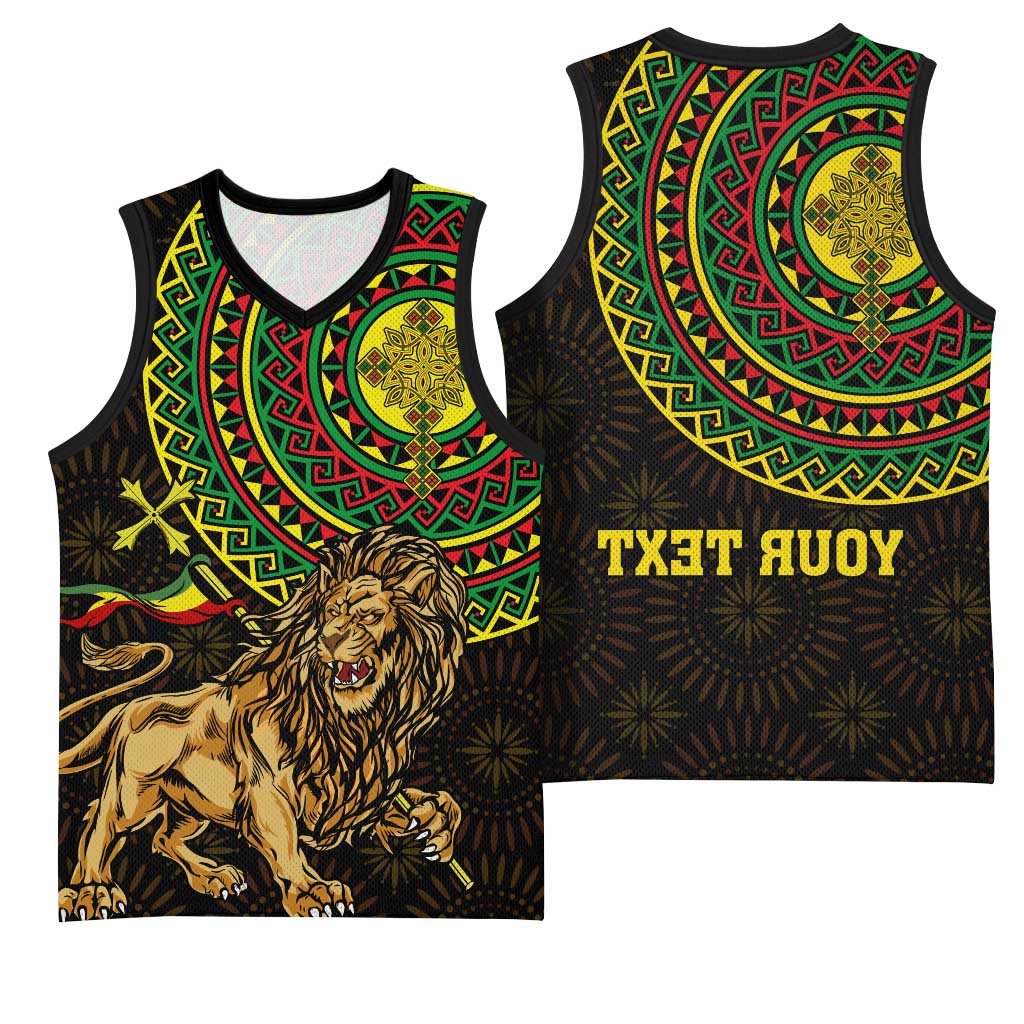 Ethiopia National Day Basketball Jersey Lion Of Judah African Pattern - African Pride