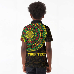 Ethiopia National Day Kid Polo Shirt Lion Of Judah African Pattern