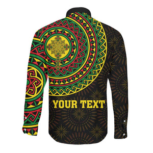 Ethiopia National Day Long Sleeve Button Shirt Lion Of Judah African Pattern