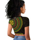 Ethiopia National Day Raglan Cropped T shirt Lion Of Judah African Pattern