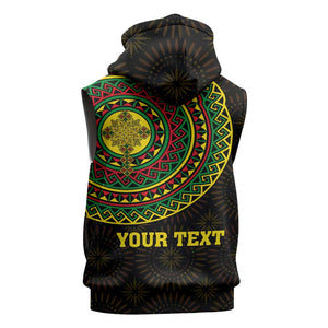Ethiopia National Day Sleeveless Hoodie Lion Of Judah African Pattern - African Pride