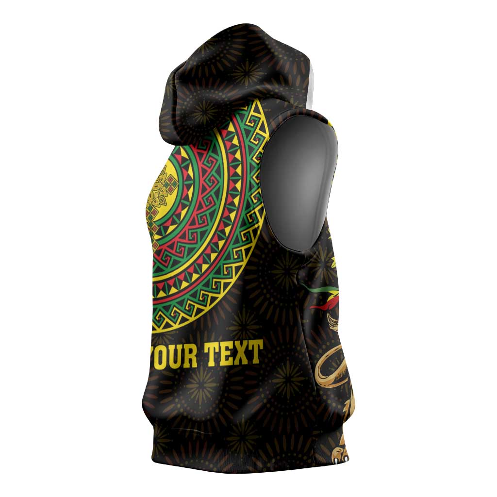 Ethiopia National Day Sleeveless Hoodie Lion Of Judah African Pattern - African Pride