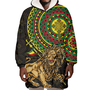 Ethiopia National Day Wearable Blanket Hoodie Lion Of Judah African Pattern