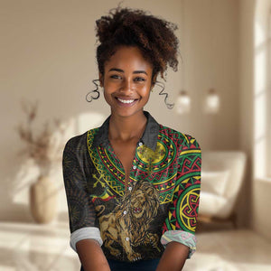 Ethiopia National Day Women Casual Shirt Lion Of Judah African Pattern LT01