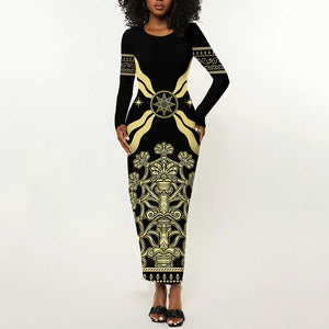 Assyria Empire Long Sleeve Bodycon Dress Assyrian Mythological Spirit LT01