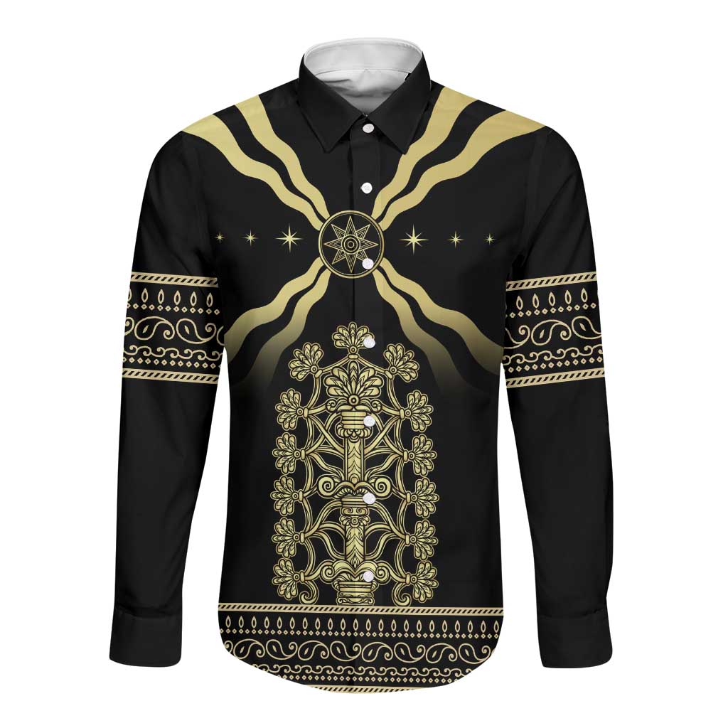 Assyria Empire Long Sleeve Button Shirt Assyrian Mythological Spirit