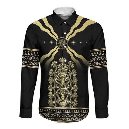 Assyria Empire Long Sleeve Button Shirt Assyrian Mythological Spirit