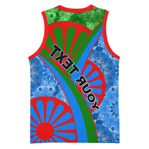 International Romani Day 2024 Basketball Jersey Gypsy Pattern Tribal - African Pride