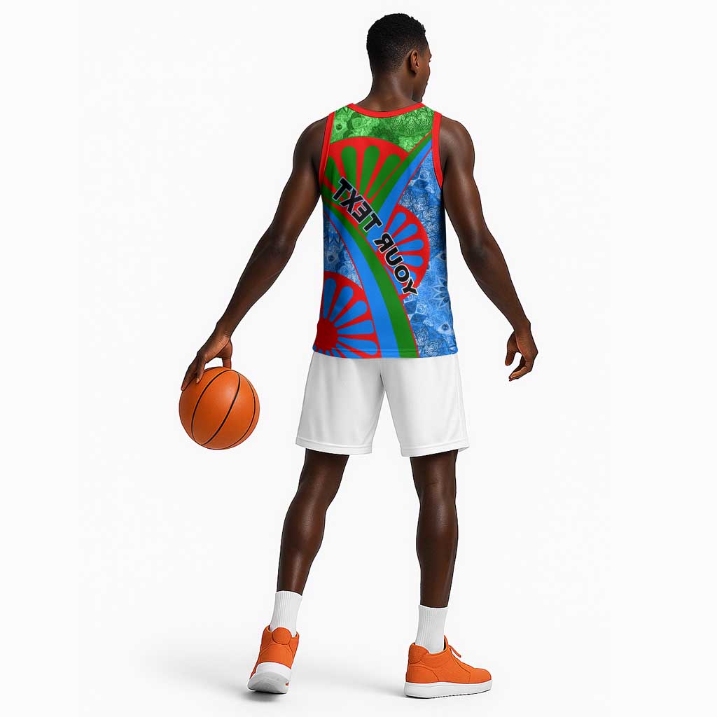 International Romani Day 2024 Basketball Jersey Gypsy Pattern Tribal - African Pride