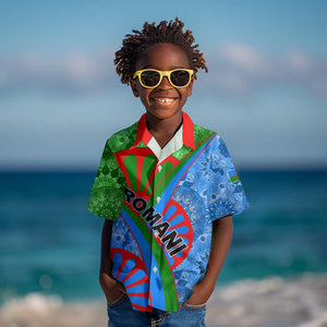 International Romani Day 2024 Kid Hawaiian Shirt Gypsy Pattern Tribal
