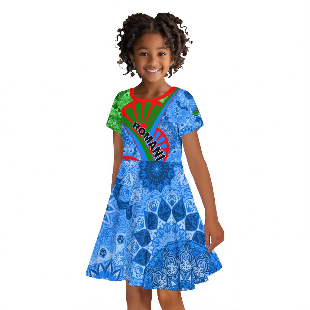International Romani Day 2024 Kid Short Sleeve Dress Gypsy Pattern Tribal