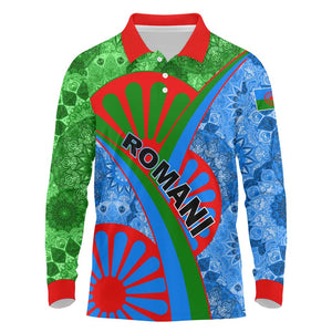 International Romani Day 2024 Long Sleeve Polo Shirt Gypsy Pattern Tribal