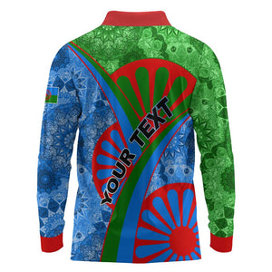 International Romani Day 2024 Long Sleeve Polo Shirt Gypsy Pattern Tribal
