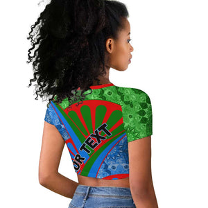 International Romani Day 2024 Raglan Cropped T shirt Gypsy Pattern Tribal