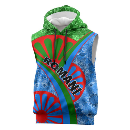 International Romani Day 2024 Sleeveless Hoodie Gypsy Pattern Tribal - African Pride