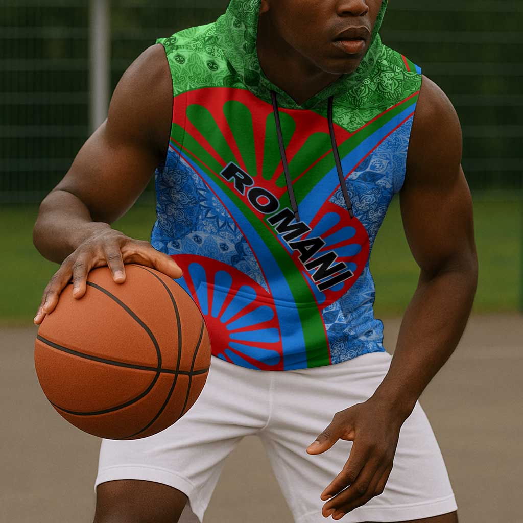 International Romani Day 2024 Sleeveless Hoodie Gypsy Pattern Tribal - African Pride