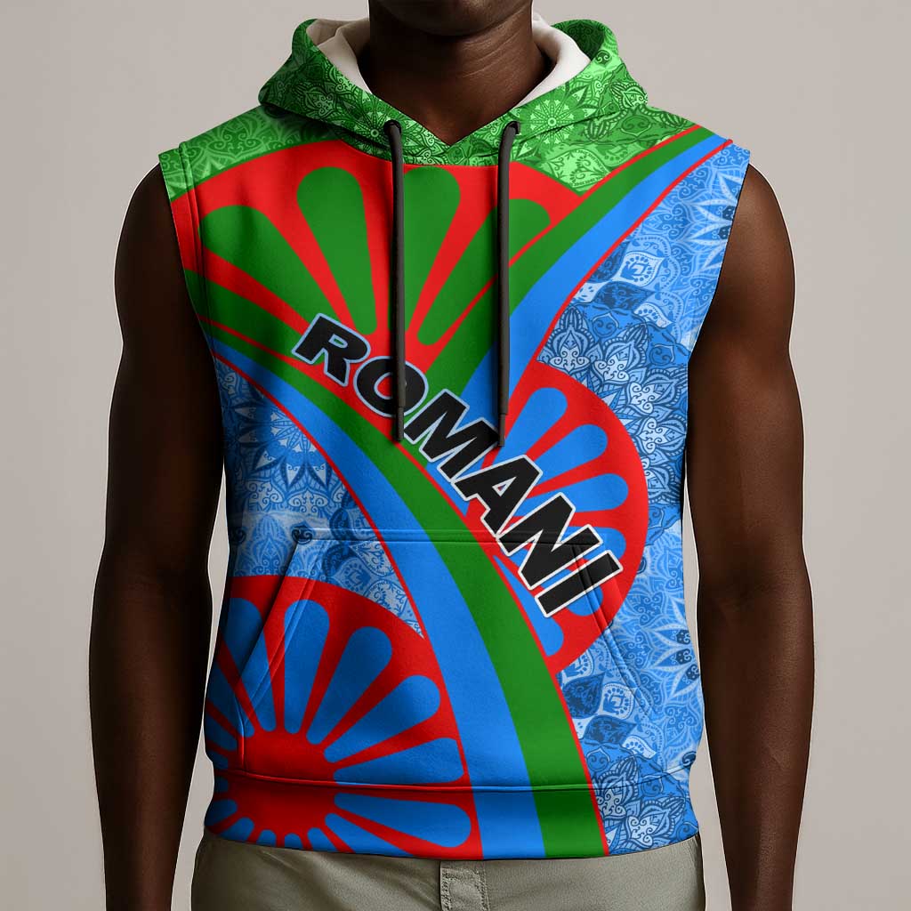 International Romani Day 2024 Sleeveless Hoodie Gypsy Pattern Tribal - African Pride