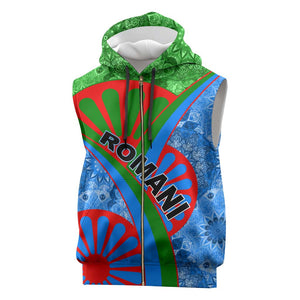 International Romani Day 2024 Sleeveless Zip Hoodie Gypsy Pattern Tribal - African Pride